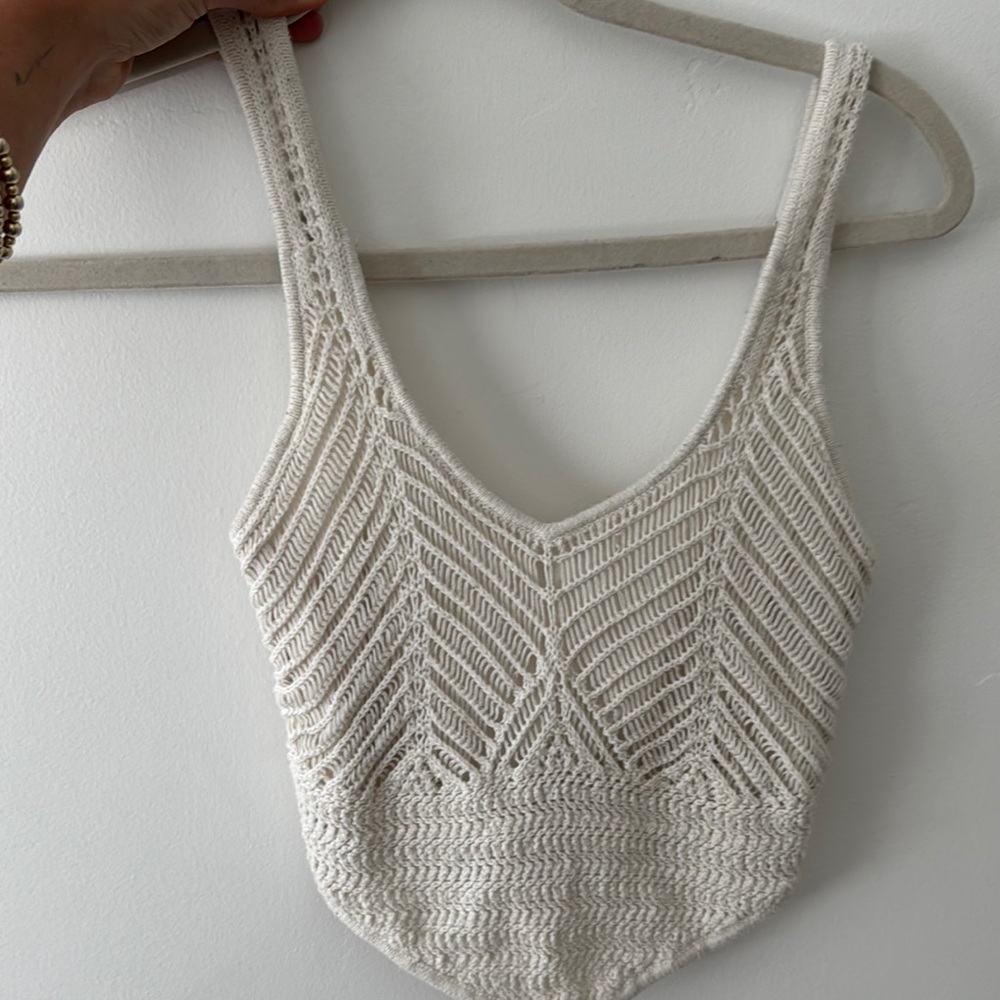 Cream Knit Sleeveless Top